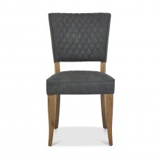 Home Origins Constable Rustic Oak Upholstered Chair- Dark Grey Fabric- front on