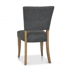 Home Origins Constable Rustic Oak Upholstered Chair- Dark Grey Fabric- back angle shot