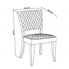 Home Origins Constable Rustic Oak Upholstered Chair- Dark Grey Fabric- Line Drawing
