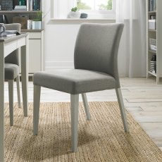 Jasper Soft Grey Low Back Upholstered Chairs in a Titanium Fabric