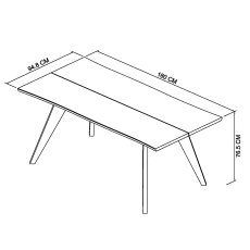 Home Origins Garner Aged Oak 6 Seater Dining Table - line drawing