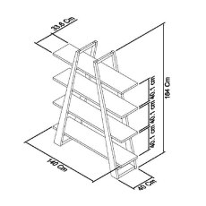 Home Origins Garner Aged Oak Open Display Unit - line drawing