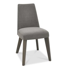 Home Origins Garner Aged Oak Upholstered Smoke Grey Chairs - front angle shot