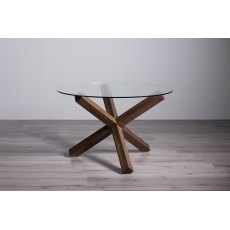 Goya Dark Oak Clear Tempered Glass 4 Seater Dining Table