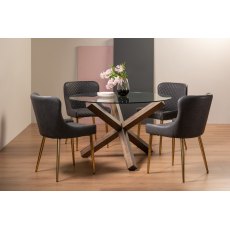 Goya Dark Oak Clear Tempered Glass 4 Seater Dining Table