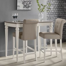 Miller Soft Grey Upholstered Bar Stools in Grey Bonded Leather