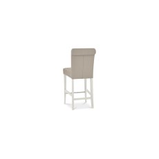 Miller Soft Grey Upholstered Bar Stools in Grey Bonded Leather