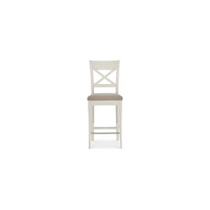 Miller Soft Grey X Back Bar Stools in Grey Bonded Leather