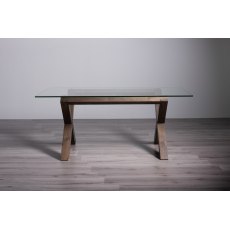 Goya Dark Oak Clear Tempered Glass 6 Seater Dining Table