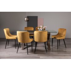 Goya Dark Oak Clear Tempered Glass 6 Seater Dining Table