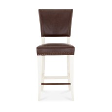 Rivera Ivory Bar Stools in a Rustic Espresso Faux Leather