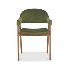 Rosen Rustic Oak Cedar Velvet Fabric Upholstered Arm Chairs