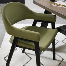 Rosen Peppercorn Upholstered Cedar Velvet Fabric Arm Chairs
