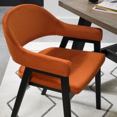 Rosen Peppercorn Upholstered Rust Velvet Fabric Arm Chairs