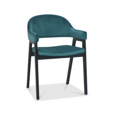 Rosen Peppercorn Upholstered Azure Velvet Fabric Arm Chairs