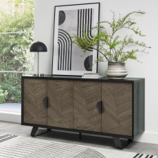 Castello Weathered Oak & Peppercorn Wide Sideboard