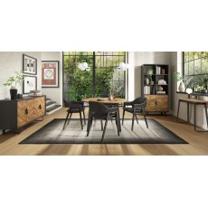 Castello Rustic Oak & Peppercorn 4 Seater Circular Dining Table