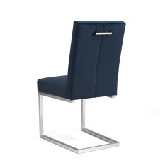 Turner Dark Oak Uph Dark Blue Velvet Cantilever Chairs