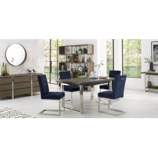 Turner Dark Oak Uph Dark Blue Velvet Cantilever Chairs