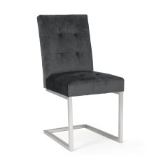 Turner Dark Oak Uph Gun Mental Velvet Cantilever Chairs