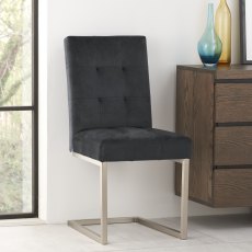 Turner Dark Oak Uph Gun Mental Velvet Cantilever Chairs