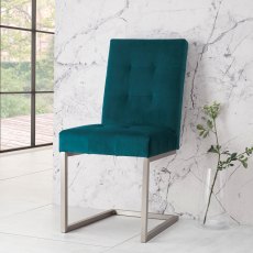 Turner Dark Oak Uph Sea Green Velvet Cantilever Chairs