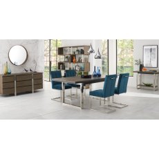 Turner Dark Oak Uph Sea Green Velvet Cantilever Chairs