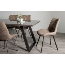 Hirst Grey Painted Glass 6 Seater Dining Table & 6 Fontana Tan Faux Suede Chairs