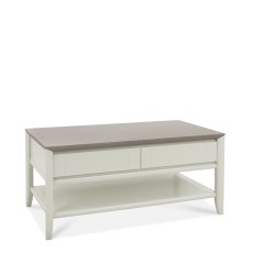 Jasper Grey Washed Oak & Soft Grey Coffee Table with Drawers