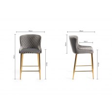 Cezanne Grey Velvet Fabric Bar Stool with Gold Legs (Pair)