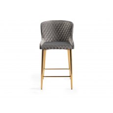 Cezanne Grey Velvet Fabric Bar Stool with Gold Legs (Pair)