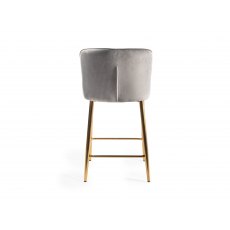 Cezanne Grey Velvet Fabric Bar Stool with Gold Legs (Pair)