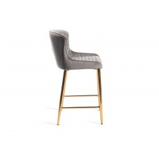 Cezanne Grey Velvet Fabric Bar Stool with Gold Legs (Pair)