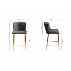 Cezanne Dark Grey Faux Leather Bar Stools with Gold Legs