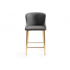 Cezanne Dark Grey Faux Leather Bar Stools with Gold Legs