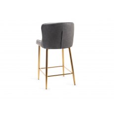 Cezanne Dark Grey Faux Leather Bar Stools with Gold Legs