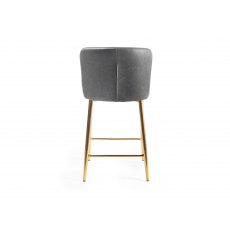 Cezanne Dark Grey Faux Leather Bar Stools with Gold Legs