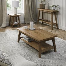 Rosen Rustic Oak Console Table with Shelf