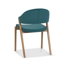 Rosen Rustic Oak Azure Velvet Fabric Upholstered Chairs
