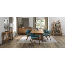 Rosen Rustic Oak Azure Velvet Fabric Upholstered Chairs