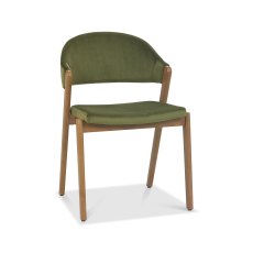 Rosen Rustic Oak Cedar Velvet Fabric Upholstered Chairs