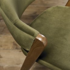 Rosen Rustic Oak Cedar Velvet Fabric Upholstered Chairs