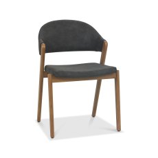 Rosen Rustic Oak Dark Grey Fabric Upholstered Chairs