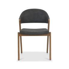 Rosen Rustic Oak Dark Grey Fabric Upholstered Chairs