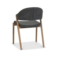 Rosen Rustic Oak Dark Grey Fabric Upholstered Chairs