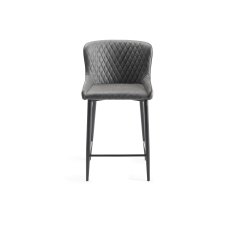 Cezanne Dark Grey Faux Leather Bar Stools with Black Legs