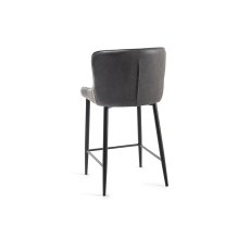 Cezanne Dark Grey Faux Leather Bar Stools with Black Legs