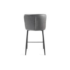 Cezanne Dark Grey Faux Leather Bar Stools with Black Legs