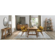 Rosen Rustic Oak Dark Mustard Velvet Fabric Upholstered Chairs