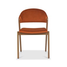 Rosen Rustic Oak Rust Velvet Fabric Upholstered Chairs